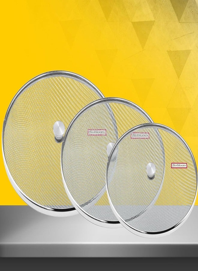 FLIXBLOOM طقم أغطية طعام شبكية خاصة من الفولاذ المقاوم للصدأ من فليكس بلوم، 3 قطع، متعددة الاستخدامات للأواني/أدوات الطبخ/القدر/المقلاة/الوعاء/القدور، مقاسات 8 و10 و11 بوصة. - Image 5